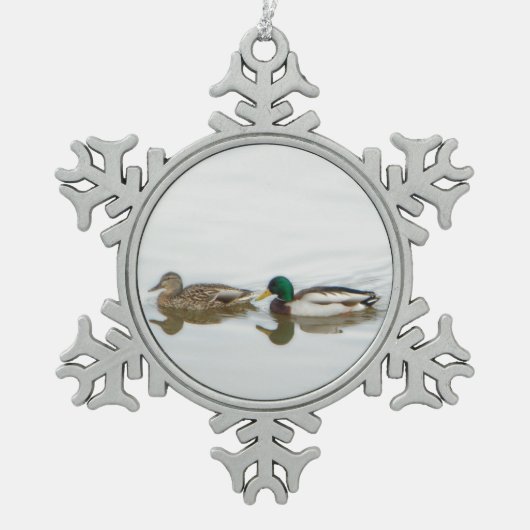 Mallards Schneeflocken Zinn-Ornament (Vorderseite)