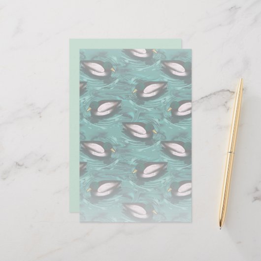 Mallards Schwimmen im Wassermuster Briefpapier (Vorderseite/Rückseite Beispiel)