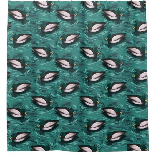 Mallards Schwimmen im Wassermuster Duschvorhang (Vorderseite)