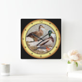 Mallards ~ Wilde Enten ~ Anas platyrhynchos ~ Quadratische Wanduhr (Zuhause)