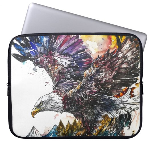 Mallesty Eagle Wasserfarbe Laptopschutzhülle (Vorderseite)