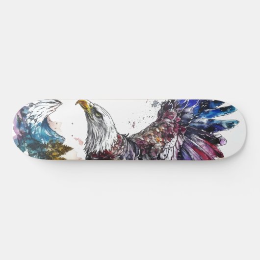 Mallesty Eagle Wasserfarbe Skateboard (Horizontal)