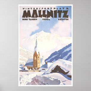 Mallnitz Kunst Österreich Ski-Plakat Österreichisc Poster