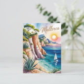 Mallorca Aquarell Wasserfarbe Postkarte (Stehend Vorderseite)
