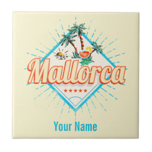 Mallorca Balearen Retro Papagei Vintage Fliese