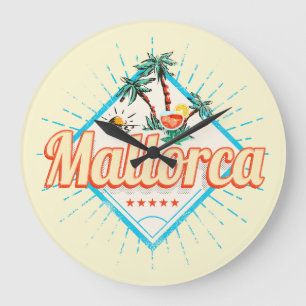 Mallorca Baleareninsel Retro Parrot Vintag Große Wanduhr