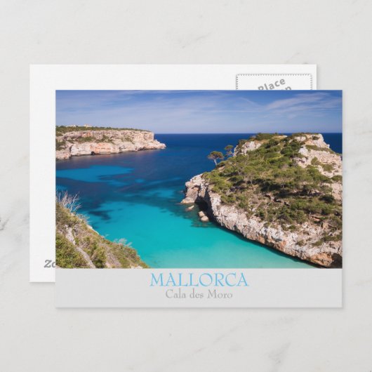 Mallorca - Cala des Moro with text postcard Postkarte (Vorne/Hinten)