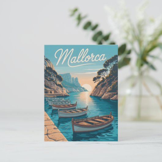 Mallorca Küste Vintag Postkarte (Stehend Vorderseite)