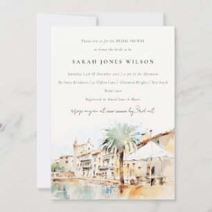 Mallorca Spanien Aquarell-Landschaft Brautparty Einladung