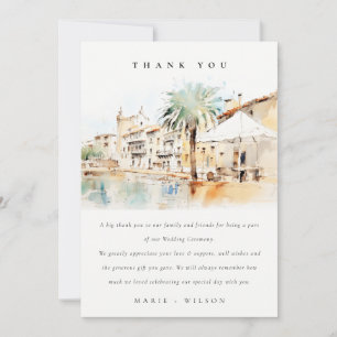 Mallorca Spanien Aquarell-Landschaft Hochzeit Dankeskarte