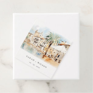 Mallorca Spanien Aquarell-Landschaft Hochzeit Geschenkanhänger