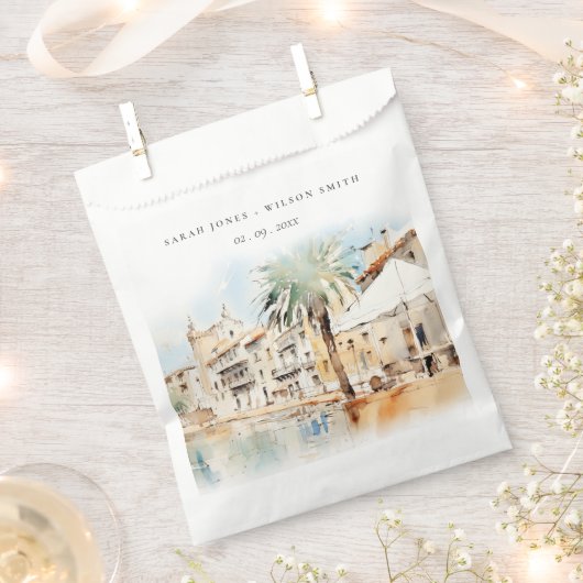 Mallorca Spanien Aquarell-Landschaft Hochzeit Geschenktütchen (Ausgeschnitten)
