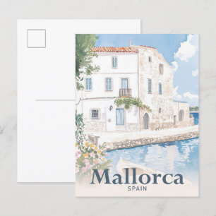 Mallorca Spanien Aquarell Reiseillustration Postkarte
