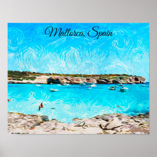 Mallorca Spanien Balearische Insel Aquarell Poster