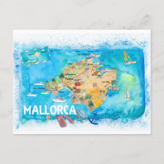 Mallorca Spanien Illustrierte Karte mit Sehenswürd
