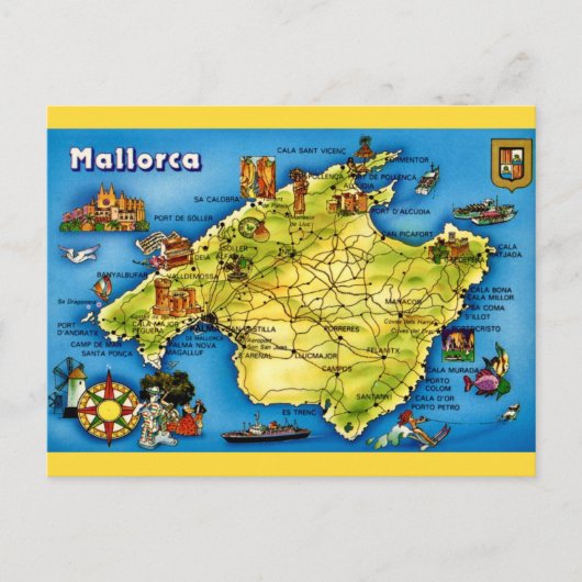 Mallorca Spanien Karte Postkarte (Vorderseite)