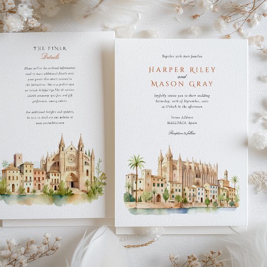 Mallorca Spanien Kathedrale Wasserfarbenhochzeit Einladung