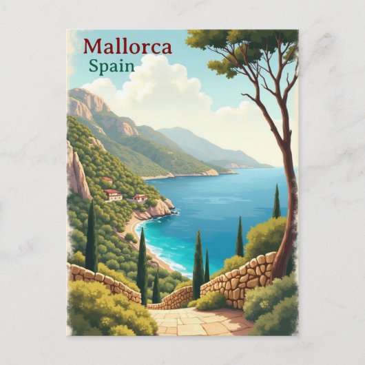 Mallorca Spanien Reise Kunst Vintage Postkarte (Vorderseite)