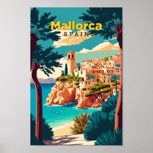 Mallorca Spanien Reisen Kunst, Vintage Illustratio Poster