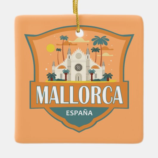Mallorca Spanien Reisen Retro Abzeichen Keramikornament (Vorderseite)