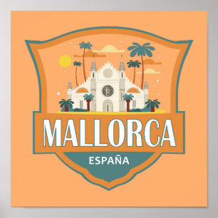 Mallorca Spanien Reisen Retro Abzeichen Poster