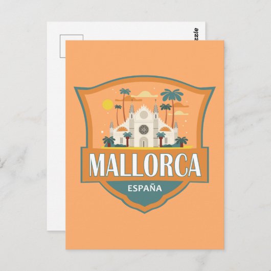 Mallorca Spanien Reisen Retro Abzeichen Postkarte (Vorne/Hinten)