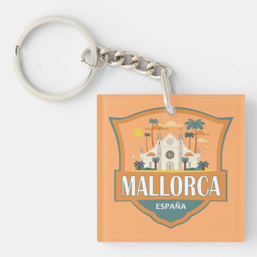 Mallorca Spanien Reisen Retro Abzeichen Schlüsselanhänger (Vorderseite)