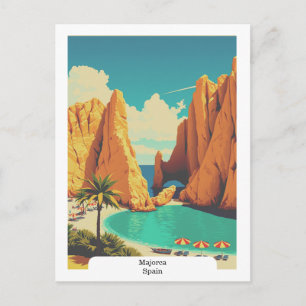 Mallorca, Spanien Strand Vintage Reise Postkarte