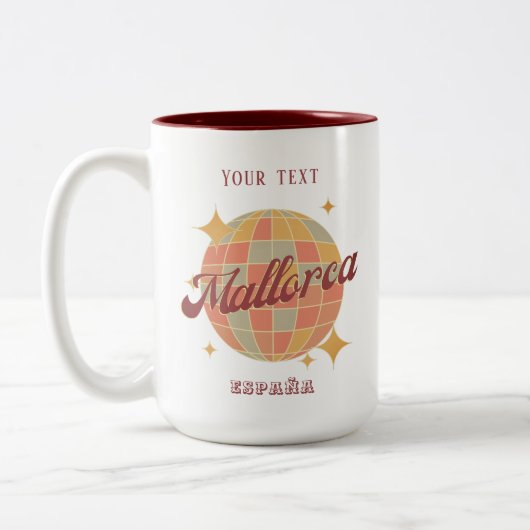 Mallorca Spanien Urlaub Retro Souvenir Zweifarbige Tasse (Links)
