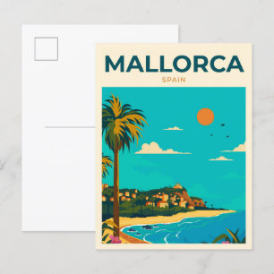 Mallorca Spanien Vintage-Kunst-Illustration Reise Postkarte