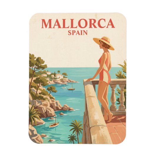 Mallorca Spanien Vintage Reise Spanische Küste Magnet (Vertikal)