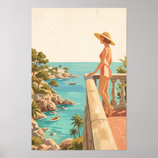 Mallorca Spanien Vintage Reise Spanische Küste Poster (Vorne)