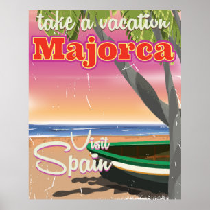 Mallorca, Spanien Vintager Strandurlaub Poster