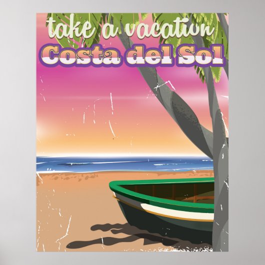 Mallorca, Spanien Vintager Strandurlaub Poster (Vorne)