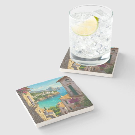 Mallorca Steinuntersetzer (Seitenansicht)