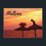 Mallorca Sunset - Postkarte<br><div class="desc">Fotografie eines wunderschönen romantischen Sonnenuntergangs auf der spanischen Insel Mallorca im Mittelmeer in Europa.</div>