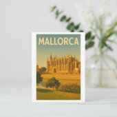 Mallorca Vintag Retro Kathedrale Postkarte (Stehend Vorderseite)