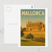 Mallorca Vintag Retro Kathedrale Postkarte (Vorne/Hinten)