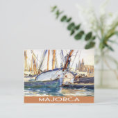 Mallorca Vintage Boote Postkarte (Stehend Vorderseite)