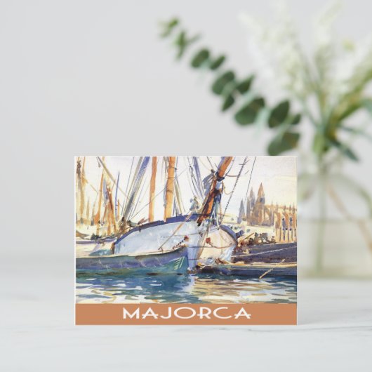 Mallorca Vintage Boote Postkarte (Stehend Vorderseite)