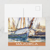 Mallorca Vintage Boote Postkarte (Vorne/Hinten)