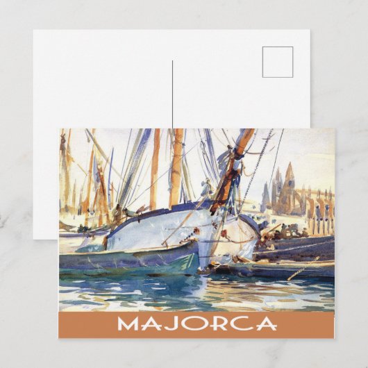 Mallorca Vintage Boote Postkarte (Vorne/Hinten)