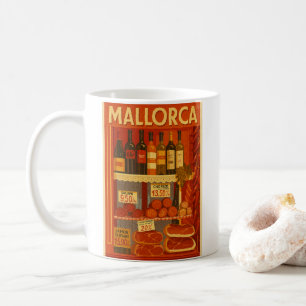 Mallorca Vintage Retro Wein Chorizo Schaufenster Kaffeetasse