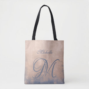 Mallow Blue stilistische rustikale Monogramm Tasche