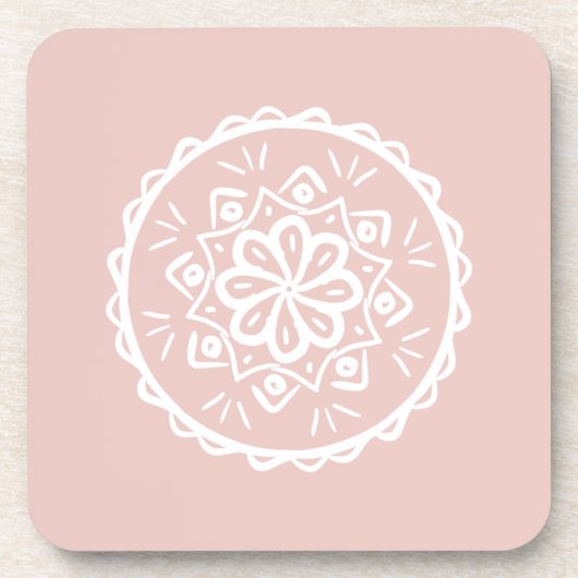 Mallow Mandala Getränkeuntersetzer (Vorderseite)