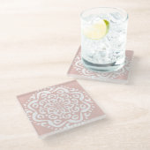 Mallow Mandala Glasuntersetzer (Schrägansicht)