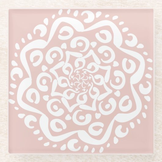 Mallow Mandala Glasuntersetzer (Vorderseite)
