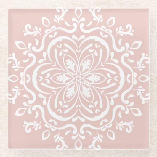 Mallow Mandala Glasuntersetzer (Vorderseite)