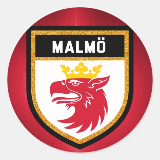 Malmö Flag Runder Aufkleber (Vorderseite)
