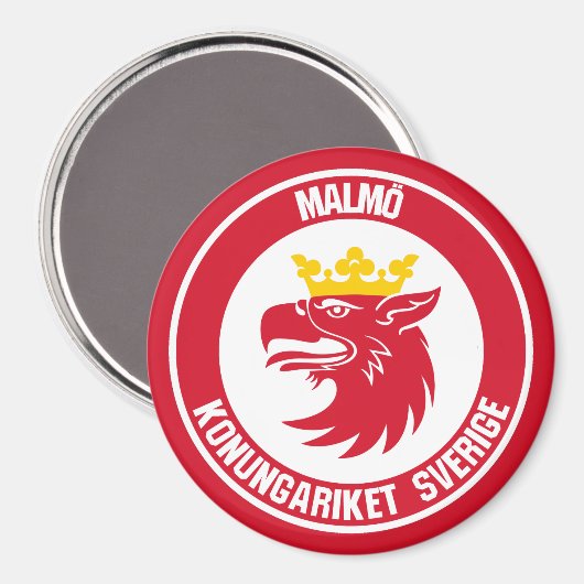 Malmö Round Emblem Magnet (Vorderseite/Rückseite)